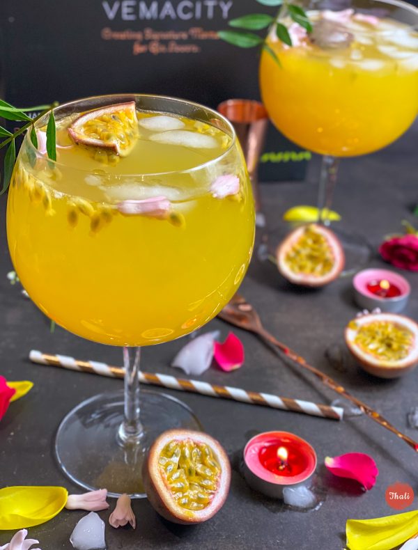 Passion Fruit Gin Fizz Cocktail