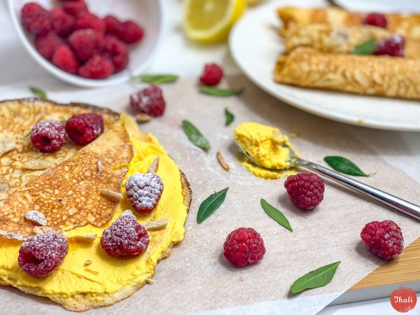 Lemon Cream & Raspberry Pancakes - only 3 ingredients